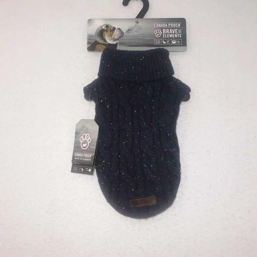 NEW Canada Pooch Brave the Elements Cambridge Cableknit Sweater Blue 10